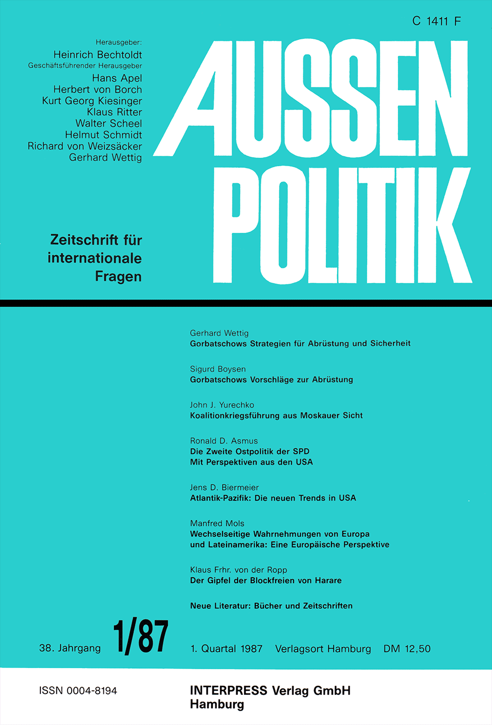 Aussenpolitik, issue 1/87, vol. 38, no. 1, 1987, p. 87-97;