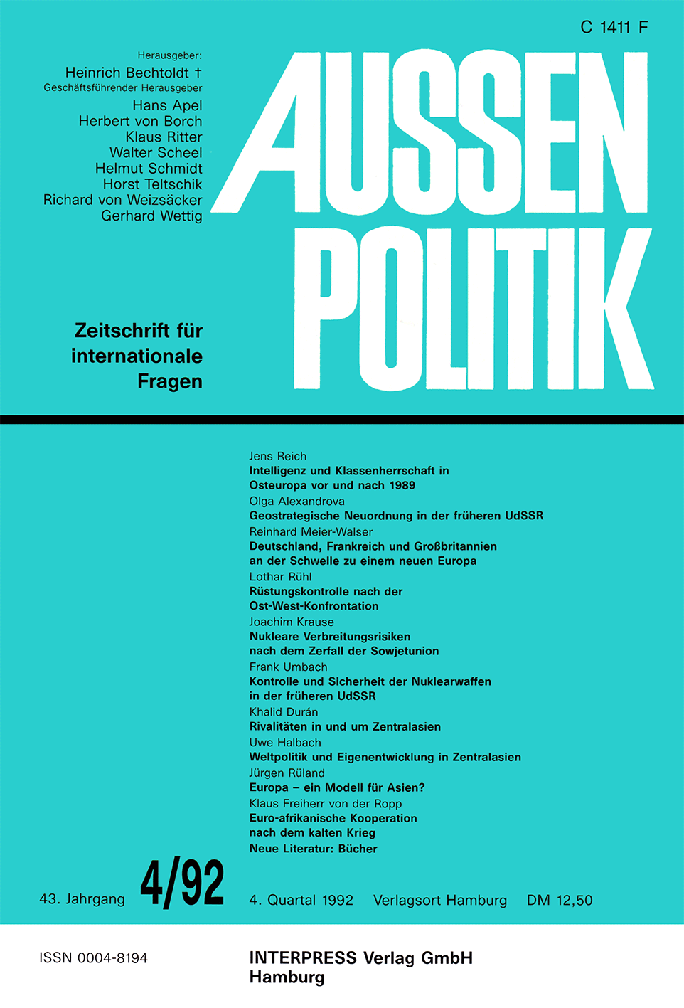 Aussenpolitik, issue 4/92, vol. 43, no. 4, 1992, p. 402-410;