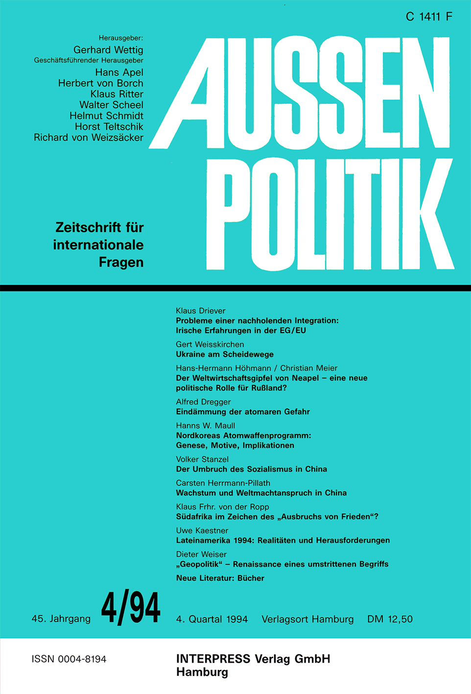 Aussenpolitik, issue 4/94, vol. 45, no. 4, 1994, p. 383-391;