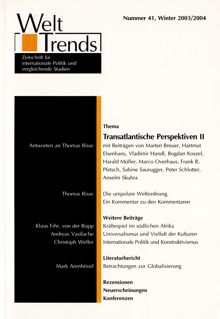 WeltTrends, issue Winter 2003/2004, no. 41, 2003, p. 78-90;